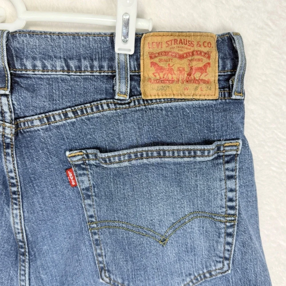 Levis 505 Regular Fit Jeans Mens 38x34 Medium Wash Blue Straight‎ Leg